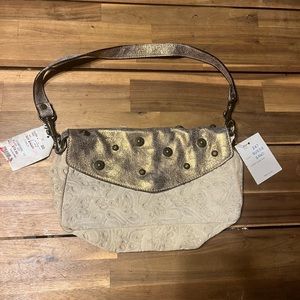 Laura Di Maggio Bag Purse Gianni Notaro Suede Leather Embossed Detailing